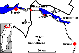 Karta Kiruna-Narvik